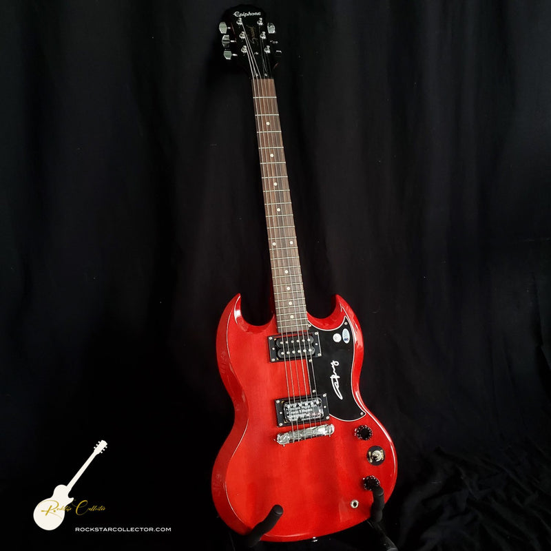 Angus Young AC/DC Signed Guitar Frame Premium Autographed Red SG Epiphone Beckett AS-02469