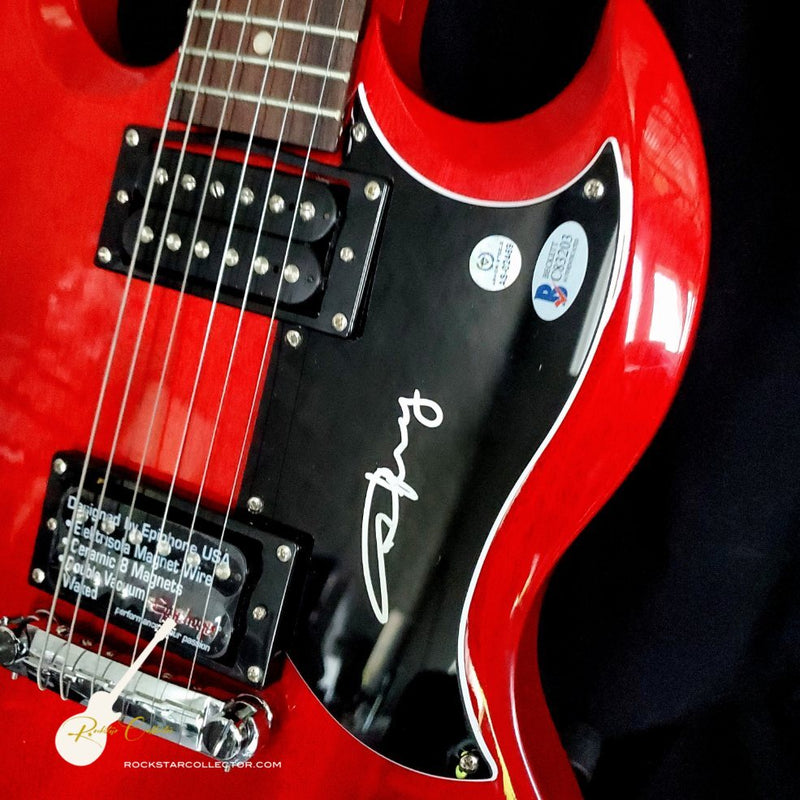 Angus Young AC/DC Signed Guitar Frame Premium Autographed Red SG Epiphone Beckett AS-02469