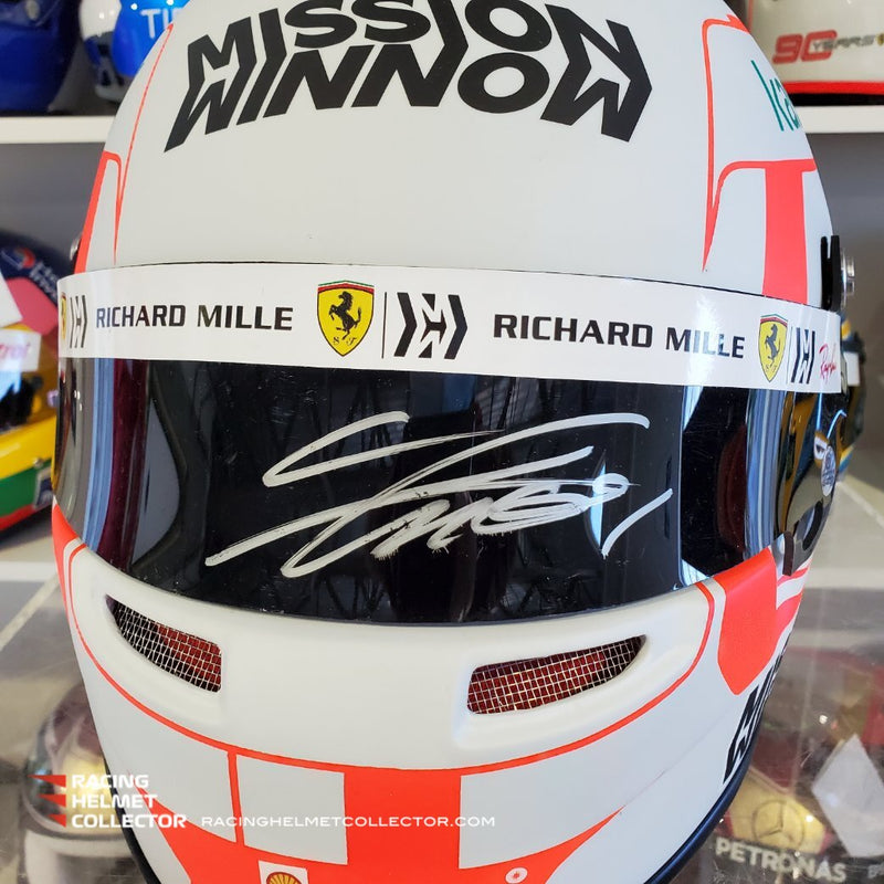 Charles Leclerc Signed Helmet Visor 2021 Mission Winnow Display Tribute Autographed Full Scale 1:1 AS-02211