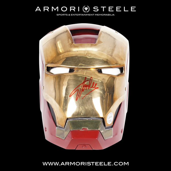 iron man helmet front IRON MAN HELMET SIGNED BY STAN LEE WINDLASS PREMIUM- SOLD – ARMORI STEELE