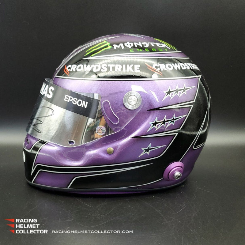 Lewis Hamilton 2020 Signed Black & Purple Autographed Visor Tribute 1:1 Full Scale AS-01065