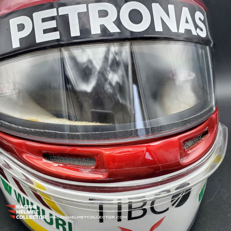 Lewis Hamilton Signed Helmet Direct Autograph White 2018-2019 Senna Tribute Interlagos Brazil BELL Helmets Full Size 1:1 AS-02558