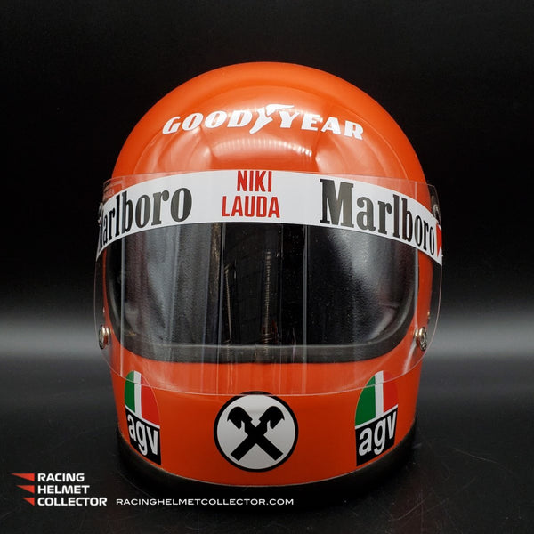 Niki Lauda Signed Helmet 1975 Autographed Display Signed Directly On Back Helmet Full Scale 1:1 AS-02437