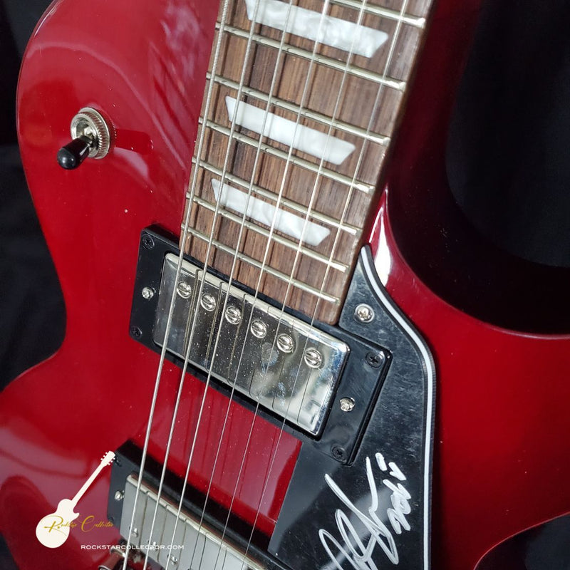 Slash + Steven Adler Guns N' Roses Signed Guitar Frame Premium Autographed Red Gibson Epiphone AS-02471