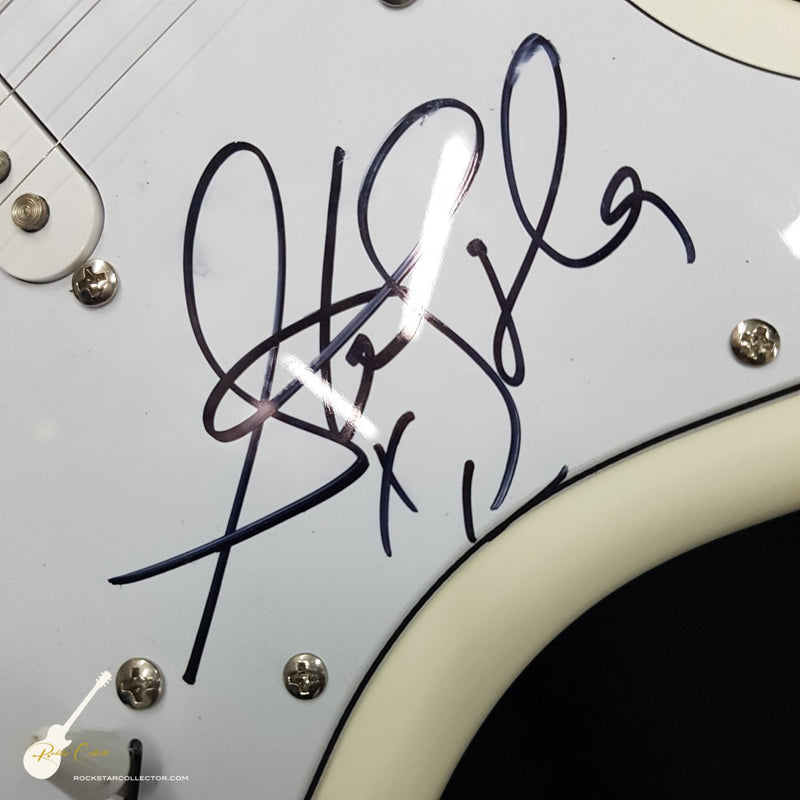 Steven Tyler Aerosmith Signed Guitar Premium Frame Autographed Fender Stratocaster White AS-00766