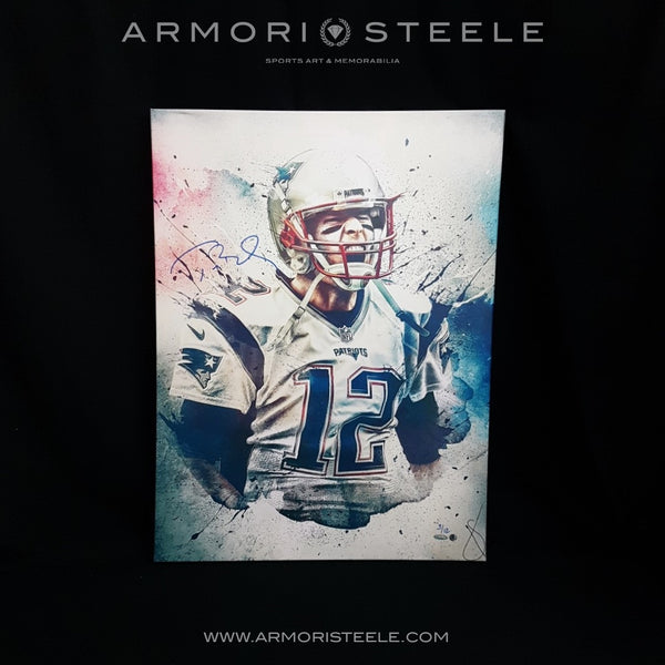 TOM BRADY' SIGNED AUTOGRAPHED SPORTS ART CANVAS BY ARTIST MATTHEW