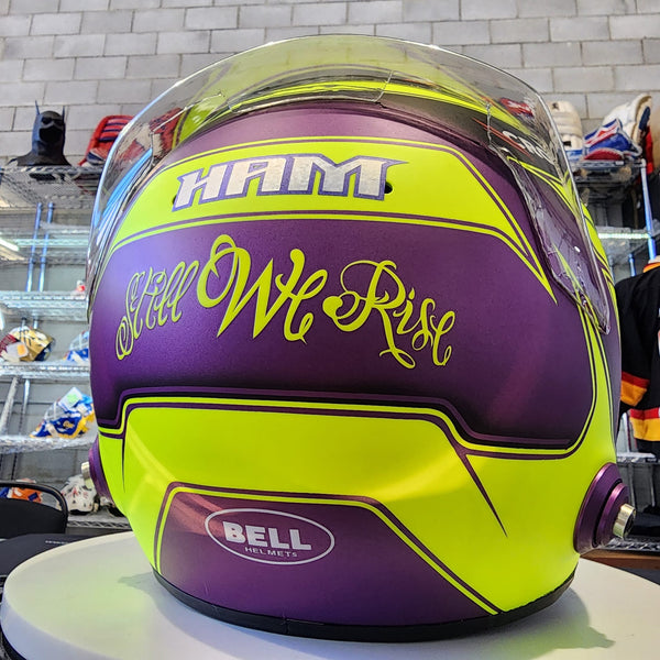 SOLD! Lewis Hamilton Signed Helmet 2022 Mercedes Yellow & Purple💜💛
