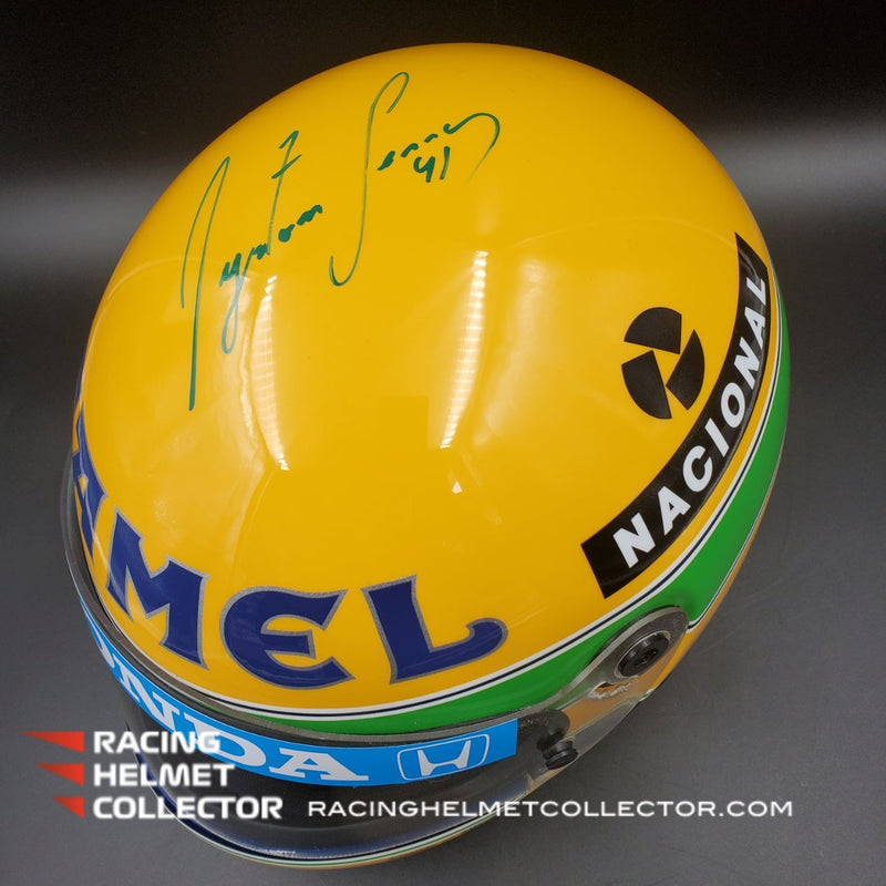 Ayrton Senna Signed Directly On Helmet Camel Lotus 1987 Autographed Display Tribute Full Scale 1:1 AS-03032 - SOLD