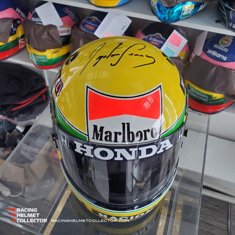 Ayrton Senna Signed Directly On Helmet Marlboro 1988 Autographed Display Tribute Full Scale 1:1 AS-03033 - SOLD