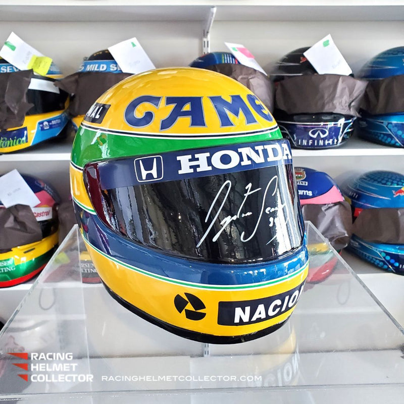 Ayrton Senna Signed Helmet Visor 1987 Cast NON-REMOVABLE Lotus Autographed Display Tribute 1:1 Full Scale AS-02855