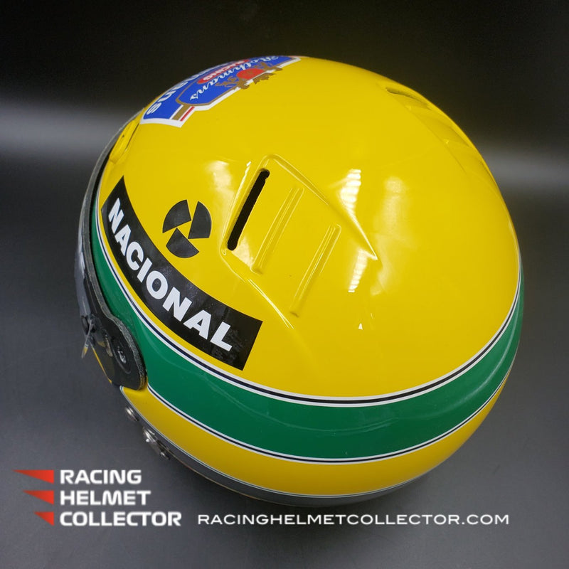 Ayrton Senna Signed Visor Tear-off Mounted on 1994 Bell M3 Helmet Unsigned Date code 5-94 Year & Month of Death May 1, 1994 AS-02715 and AS-03009