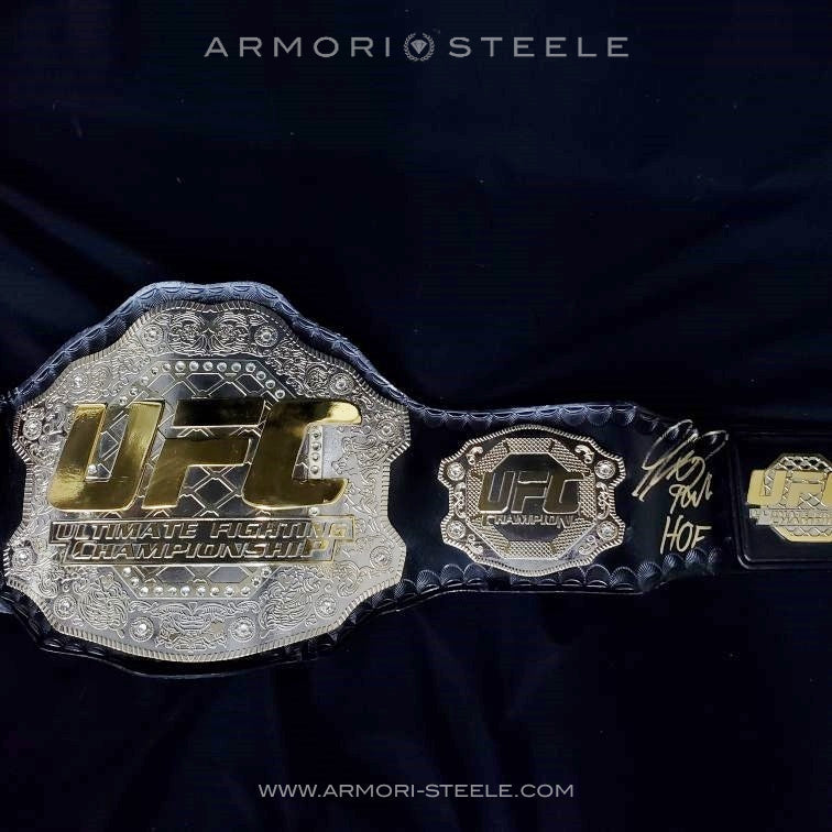 SUB-PAR Autograph: Georges St-Pierre GSP Signed Belt "HOF" Inscription Replica UFC Championship Autographed