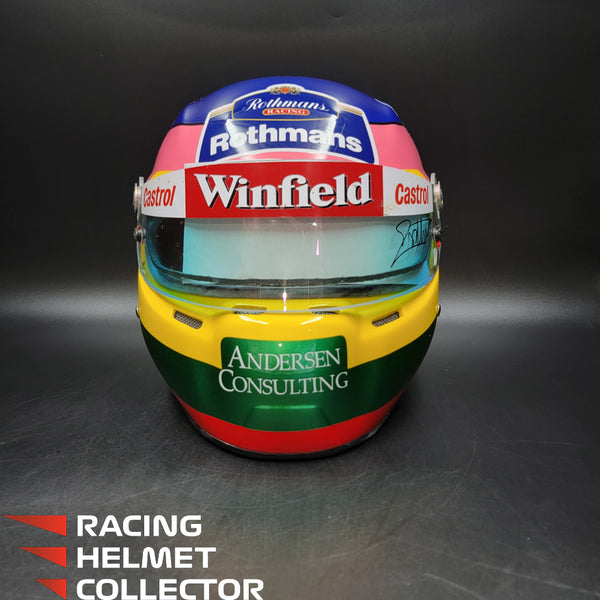 Jacques Villeneuve Signed Helmet 1997-1998 Display Tribute Track Worn Visor (pink hue) Mounted on Promo Helmet Autographed Full Scale 1:1 AS-00516