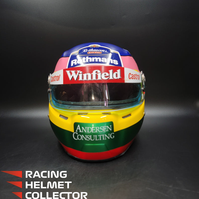 Jacques Villeneuve Signed Helmet 1997-1998 Display Tribute Track Worn Visor (pink hue) Mounted on Promo Helmet Autographed Full Scale 1:1 AS-00516