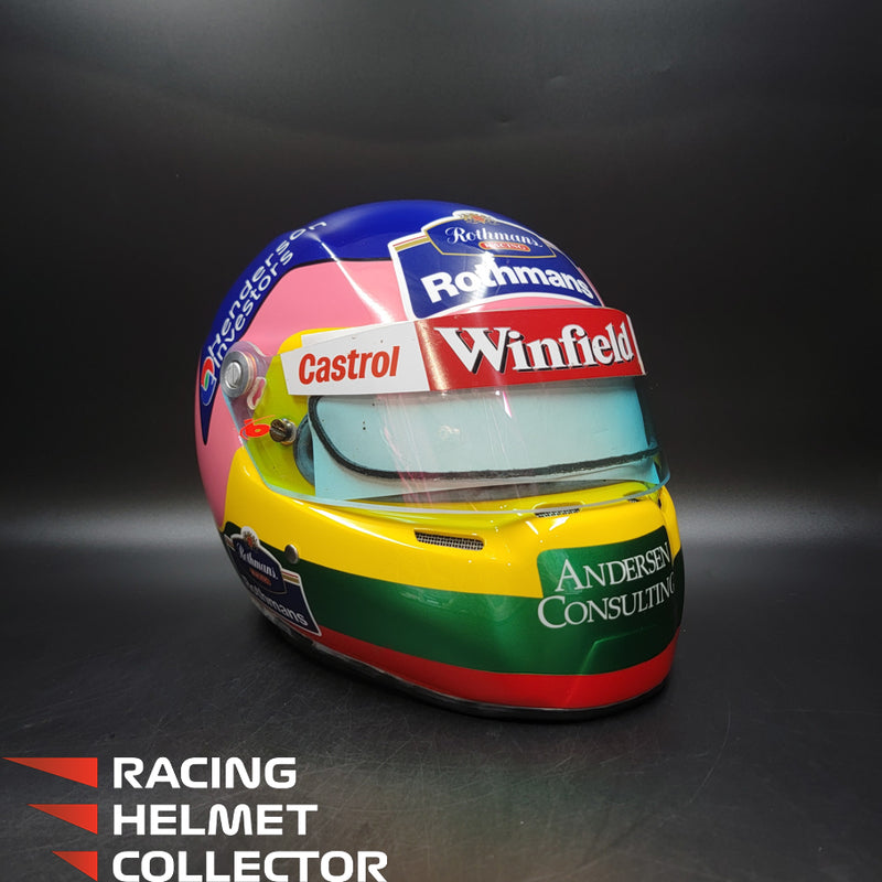 Jacques Villeneuve Signed Helmet 1997-1998 Display Tribute Track Worn Visor (pink hue) Mounted on Promo Helmet Autographed Full Scale 1:1 AS-00516