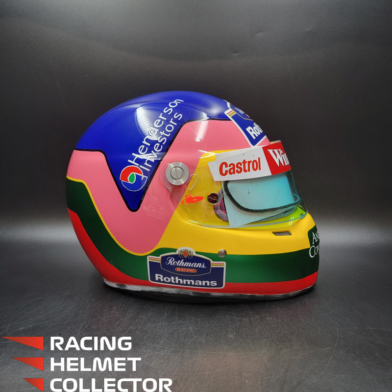 Jacques Villeneuve Signed Helmet 1997-1998 Display Tribute Track Worn Visor (pink hue) Mounted on Promo Helmet Autographed Full Scale 1:1 AS-00516