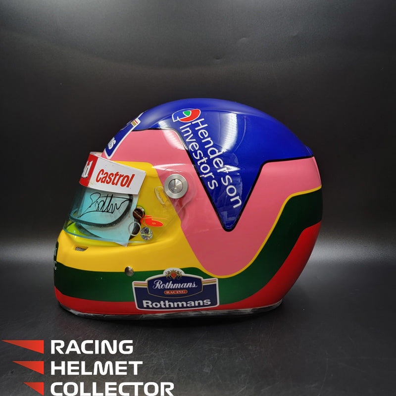 Jacques Villeneuve Signed Helmet 1997-1998 Display Tribute Track Worn Visor (pink hue) Mounted on Promo Helmet Autographed Full Scale 1:1 AS-00516