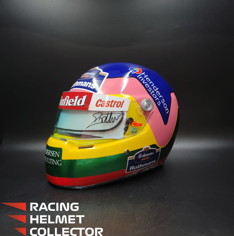 Jacques Villeneuve Signed Helmet 1997-1998 Display Tribute Track Worn Visor (pink hue) Mounted on Promo Helmet Autographed Full Scale 1:1 AS-00516