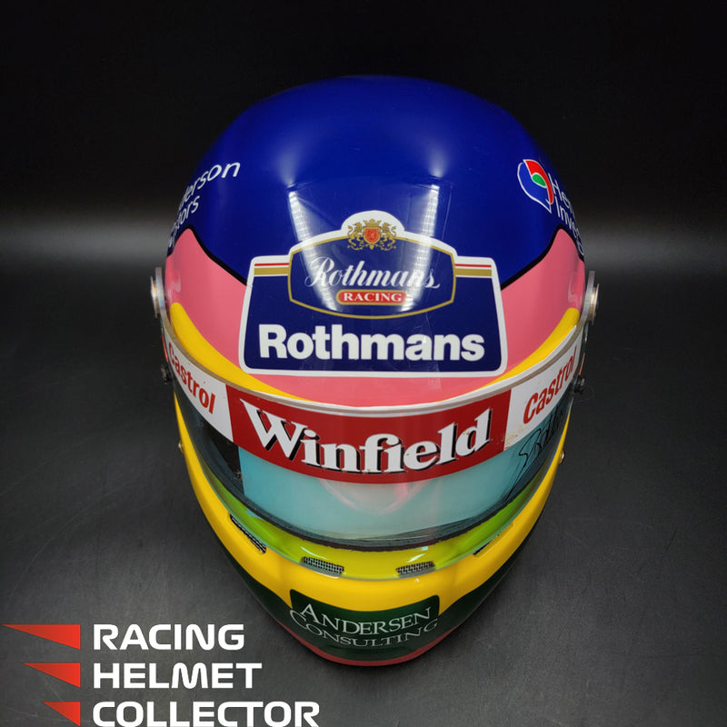 Jacques Villeneuve Signed Helmet 1997-1998 Display Tribute Track Worn Visor (pink hue) Mounted on Promo Helmet Autographed Full Scale 1:1 AS-00516
