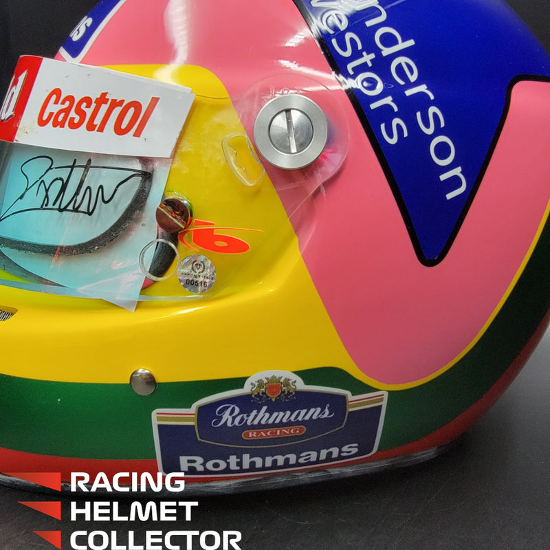 Jacques Villeneuve Signed Helmet 1997-1998 Display Tribute Track Worn Visor (pink hue) Mounted on Promo Helmet Autographed Full Scale 1:1 AS-00516