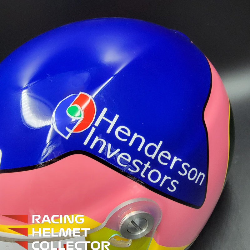 Jacques Villeneuve Signed Helmet 1997-1998 Display Tribute Track Worn Visor (pink hue) Mounted on Promo Helmet Autographed Full Scale 1:1 AS-00516