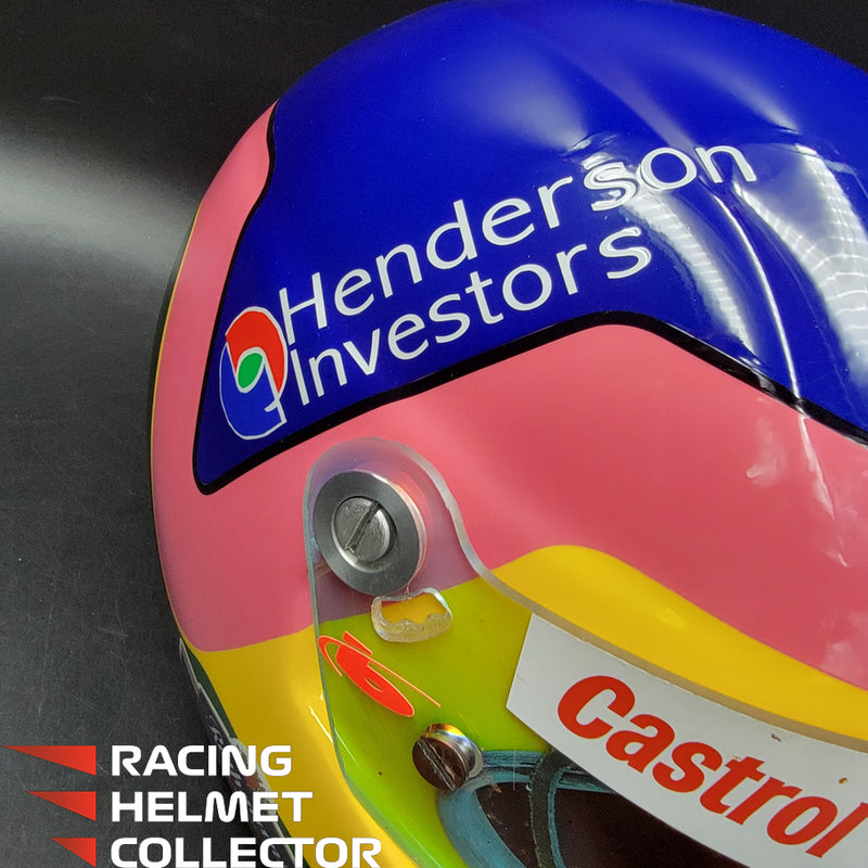 Jacques Villeneuve Signed Helmet 1997-1998 Display Tribute Track Worn Visor (pink hue) Mounted on Promo Helmet Autographed Full Scale 1:1 AS-00516