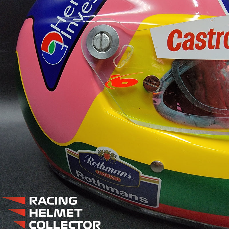 Jacques Villeneuve Signed Helmet 1997-1998 Display Tribute Track Worn Visor (pink hue) Mounted on Promo Helmet Autographed Full Scale 1:1 AS-00516