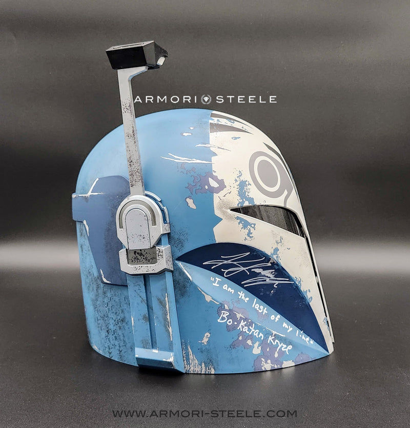 Star Wars Katee Sackhoff Signed Helmet The Mandalorian "The Black Series" Bo Katan Kryze Premium Electronic Helmet Autographed With Inscriptions ''I am the last of my line'' AS-03098