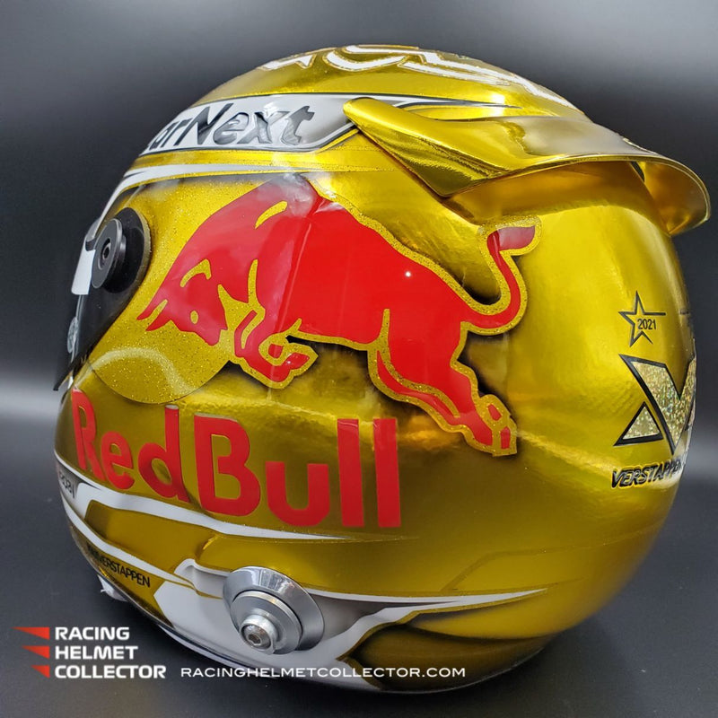 Max Verstappen Signed Helmet Visor 2022 CHROME GOLD World Champion Autographed Display Tribute 1:1 Full Scale AS-02851