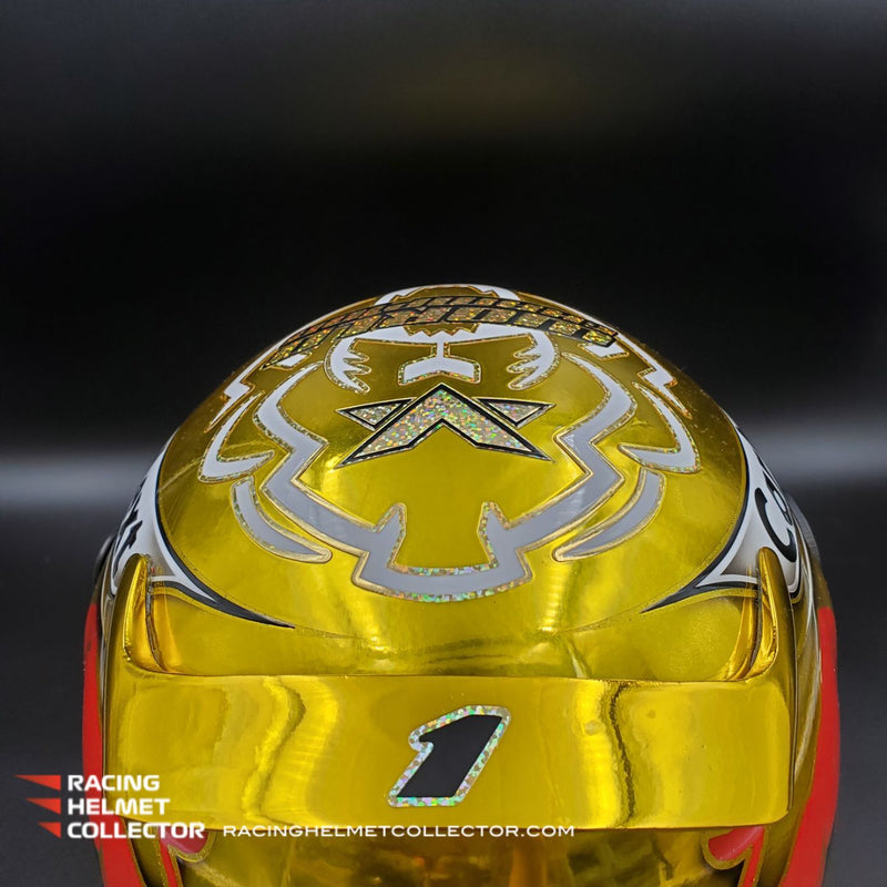 Max Verstappen Signed Helmet Visor 2022 CHROME GOLD World Champion Autographed Display Tribute 1:1 Full Scale AS-02851