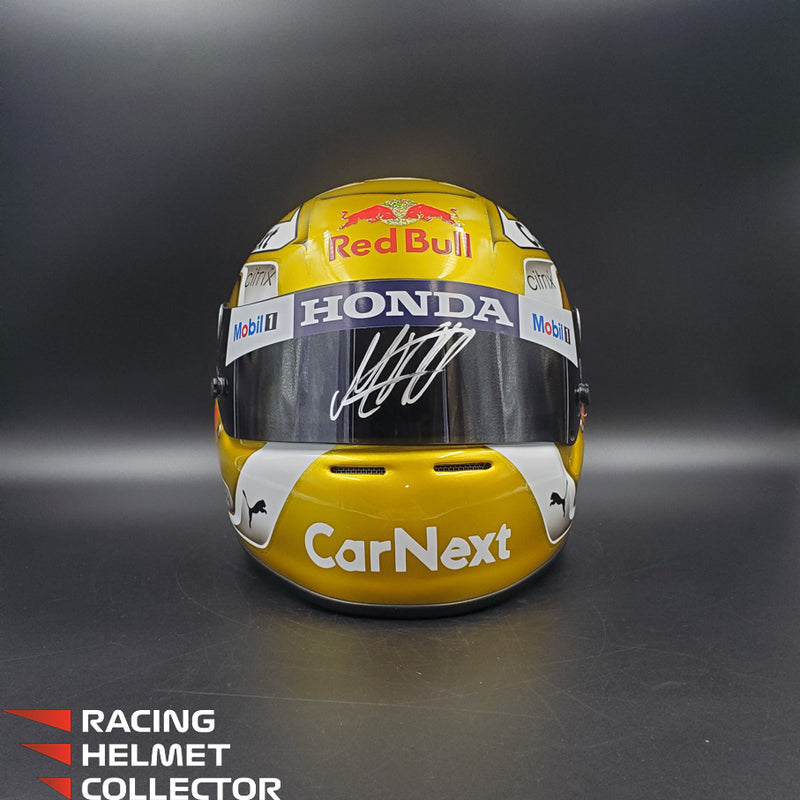 Max Verstappen Signed Helmet Visor 2022 Gold Glossy F1 Helmet Full Scale 1:1 AS-02780