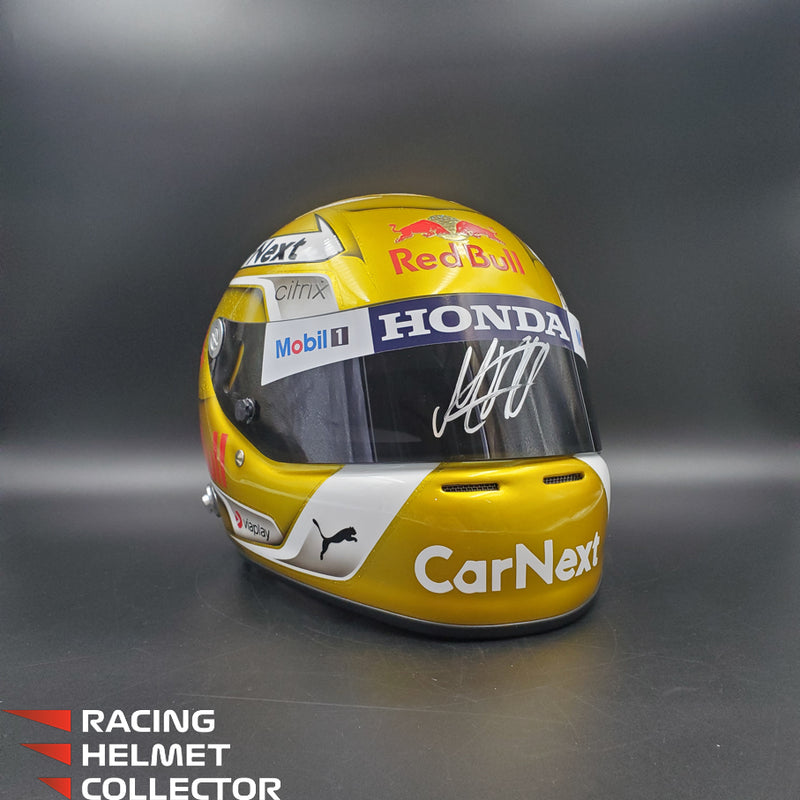 Max Verstappen Signed Helmet Visor 2022 Gold Glossy F1 Helmet Full Scale 1:1 AS-02780
