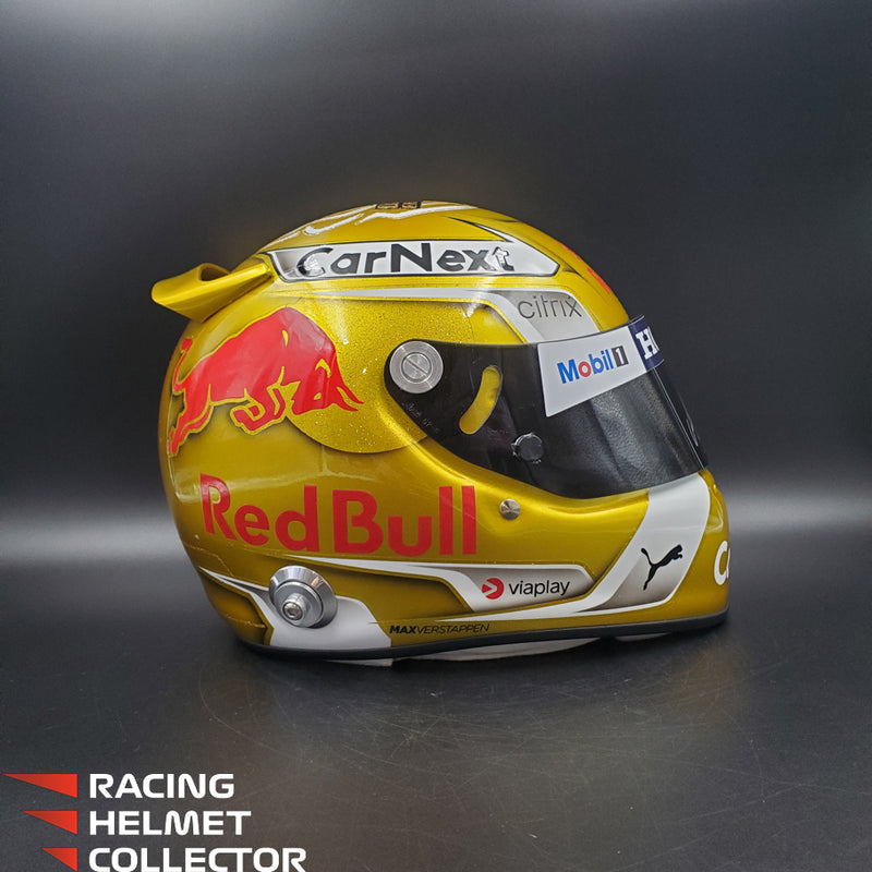 Max Verstappen Signed Helmet Visor 2022 Gold Glossy F1 Helmet Full Scale 1:1 AS-02780