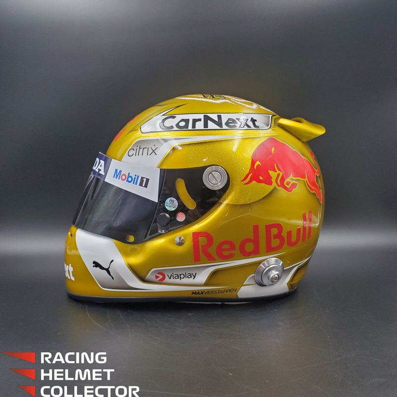 Max Verstappen Signed Helmet Visor 2022 Gold Glossy F1 Helmet Full Scale 1:1 AS-02780