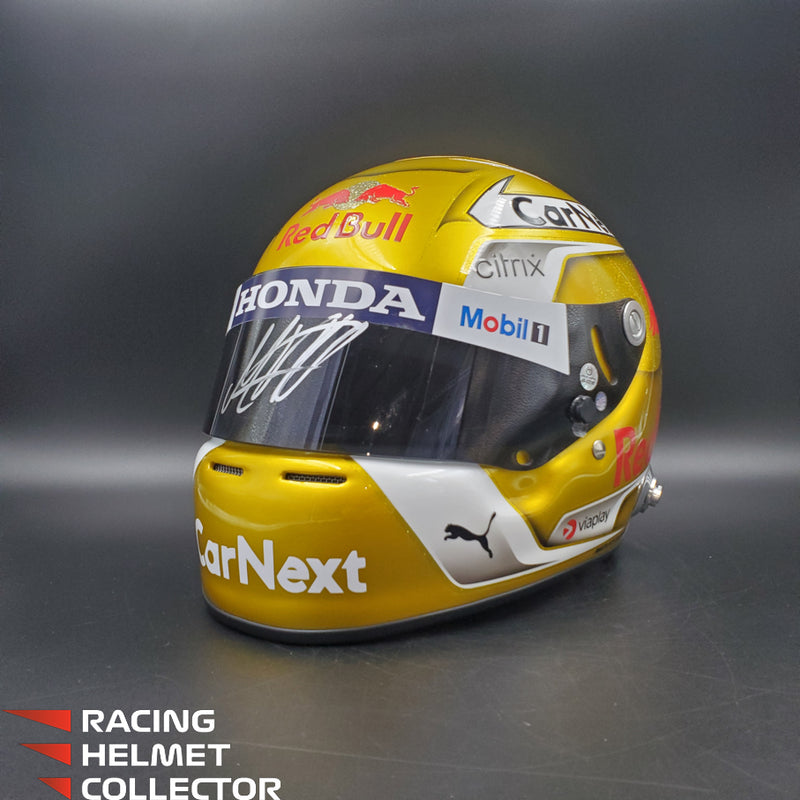 Max Verstappen Signed Helmet Visor 2022 Gold Glossy F1 Helmet Full Scale 1:1 AS-02780