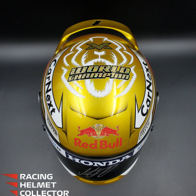 Max Verstappen Signed Helmet Visor 2022 Gold Glossy F1 Helmet Full Scale 1:1 AS-02780