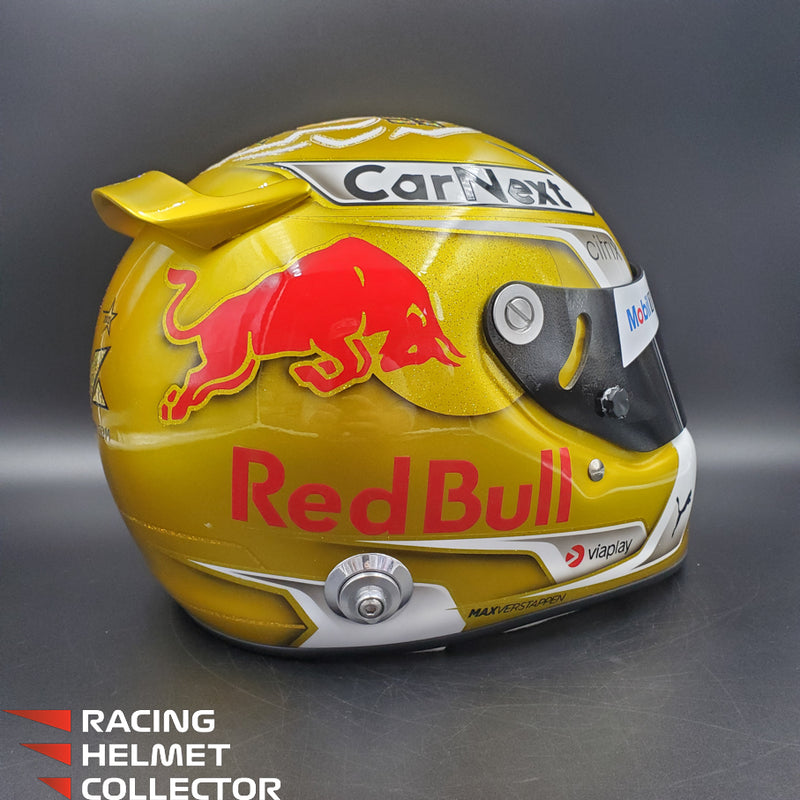 Max Verstappen Signed Helmet Visor 2022 Gold Glossy F1 Helmet Full Scale 1:1 AS-02780