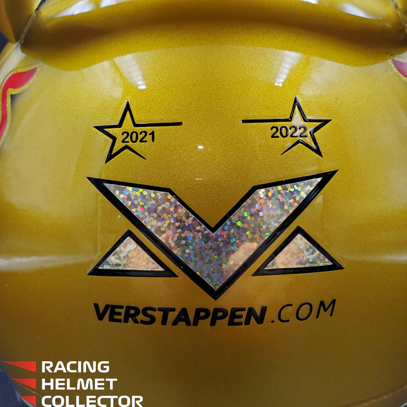Max Verstappen Signed Helmet Visor 2022 Gold Glossy F1 Helmet Full Scale 1:1 AS-02780