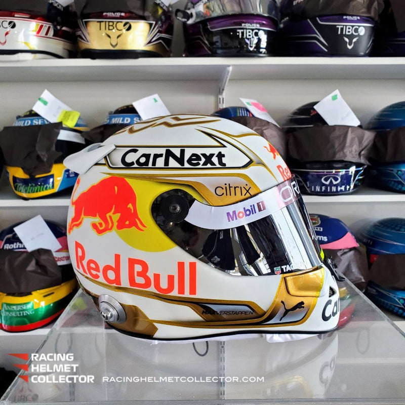 Max Verstappen Signed Helmet Visor 2022 WHITE World Champion Autographed Display Tribute 1:1 Full Scale AS-02852-SOLD