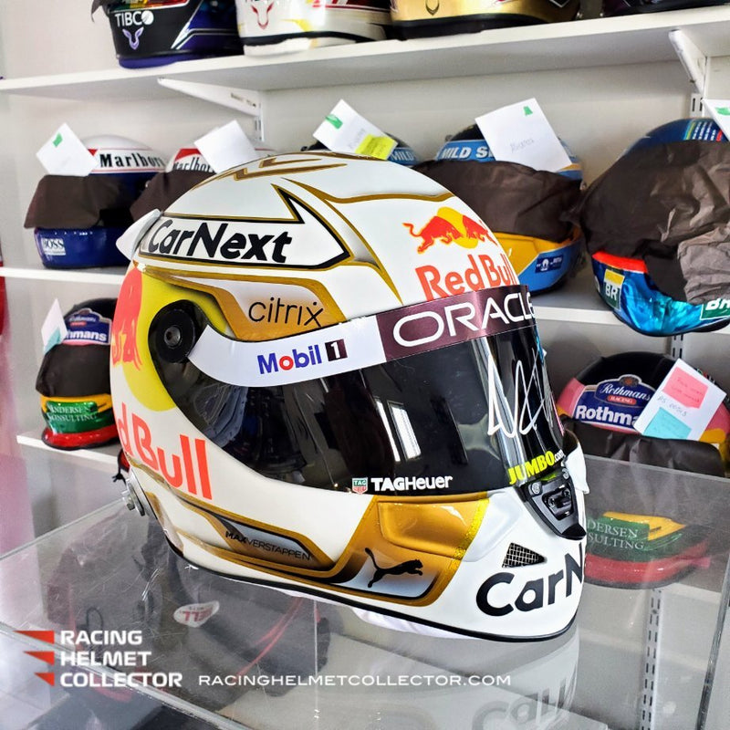 Max Verstappen Signed Helmet Visor 2022 WHITE World Champion Autographed Display Tribute 1:1 Full Scale AS-02852-SOLD