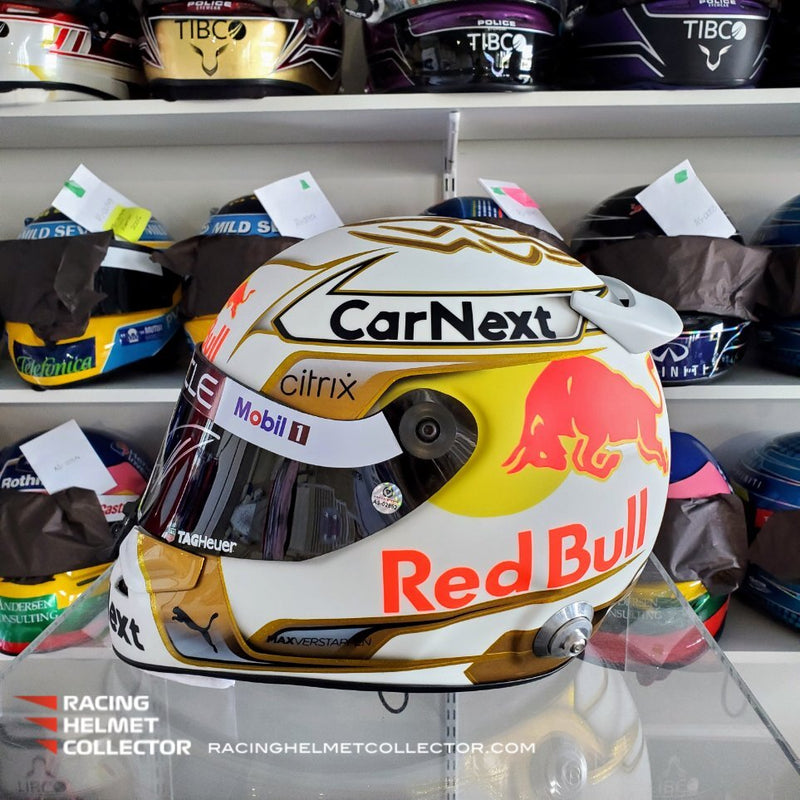 Max Verstappen Signed Helmet Visor 2022 WHITE World Champion Autographed Display Tribute 1:1 Full Scale AS-02852-SOLD