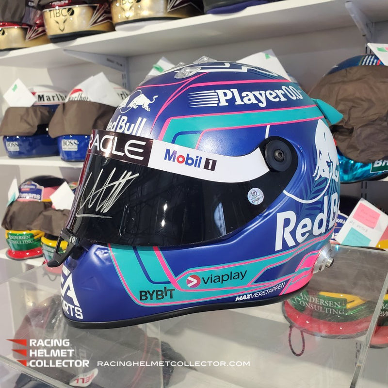 Max Verstappen Signed Helmet Visor 2023 Miami Display Tribute F1 Helmet Full Scale 1:1 AS-02614