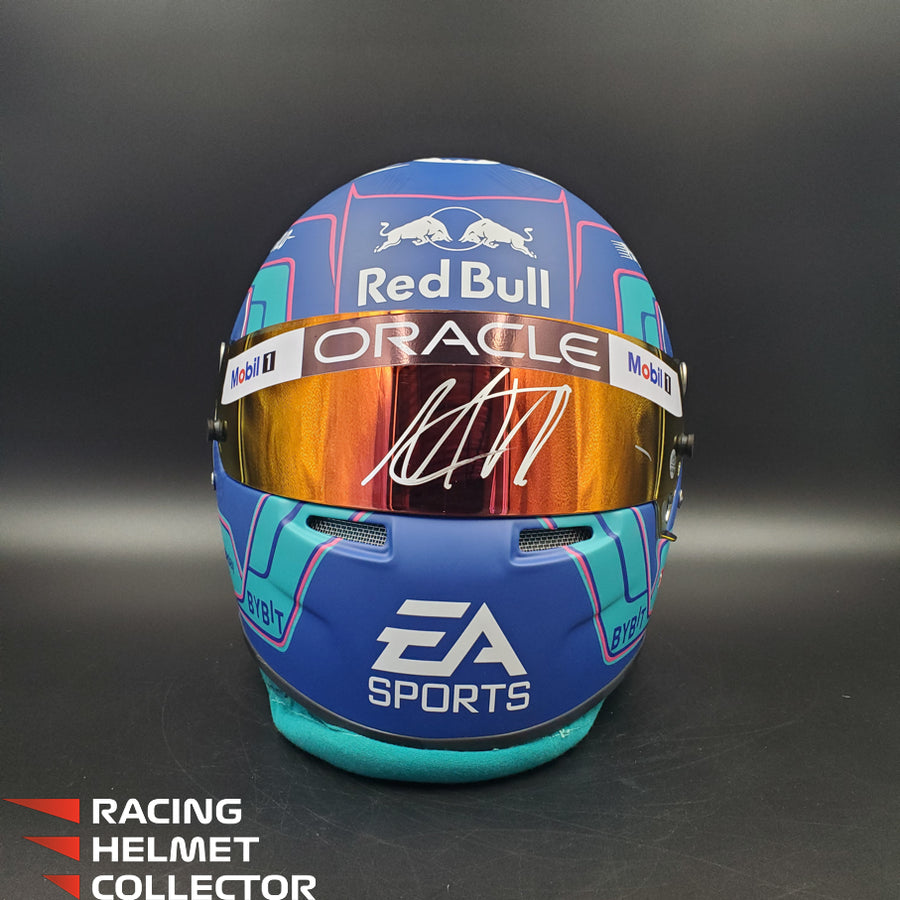 f1 helmet for motorcycle Max Verstappen Signed Visor 2023 MIAMI Helmet Full Scale 1:1 AS-02854 –  ARMORI STEELE