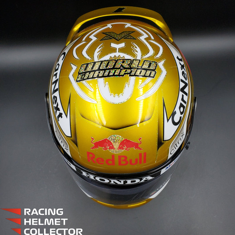 Max Verstappen Signed Helmet Visor 2021 Championship Year Autographed Display Tribute F1 Helmet Full Scale 1:1 AS-02580