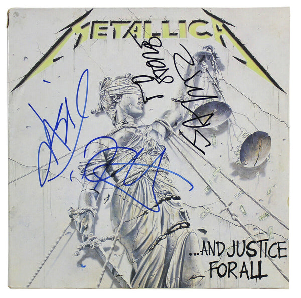 Metallica Signed Vinyl Record And Justice For All Autographed by Hetfeld, Hammett, Newstead