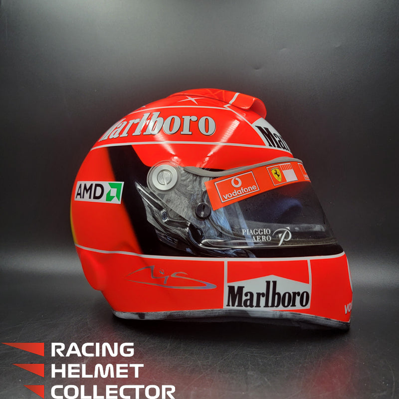 Michael Schumacher Signed Helmet Race Issued Visor Mounted on Promo Helmet 2004 Schubert Display Tribute Autographed Full Scale 1:1 AS-00938
