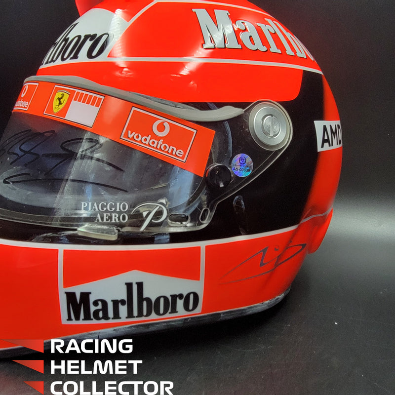 Michael Schumacher Signed Helmet Race Issued Visor Mounted on Promo Helmet 2004 Schubert Display Tribute Autographed Full Scale 1:1 AS-00938