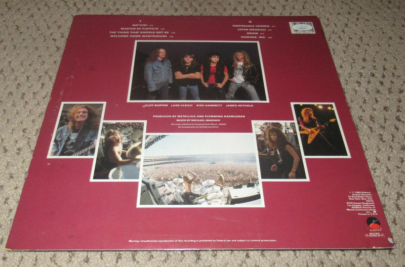 Metallica Signed Vinyl Record Master Of Puppets Autographed by Hetfield, Ulrich, Hammett