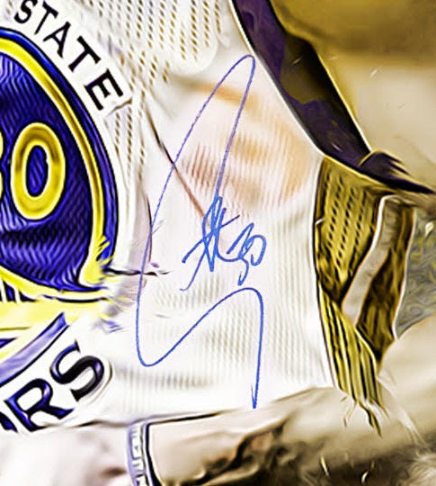 "EMBOLDEN" STEPHEN CURRY SIGNED SPORTS ART CANVAS BY ARTIST MATTHEW SHARPE - AS ORIGINAL - LIMITED EDITION 1 OF 1 SPECIAL X-LARGE (30 X 40")