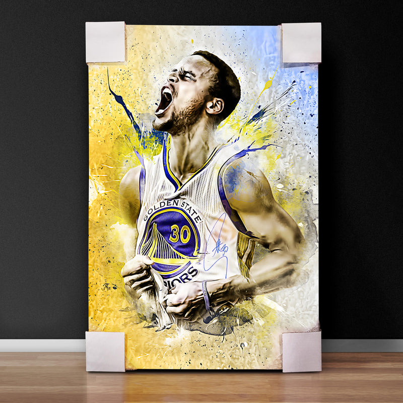"EMBOLDEN" STEPHEN CURRY SIGNED SPORTS ART CANVAS BY ARTIST MATTHEW SHARPE - AS ORIGINAL - LIMITED EDITION 1 OF 1 SPECIAL X-LARGE (30 X 40")